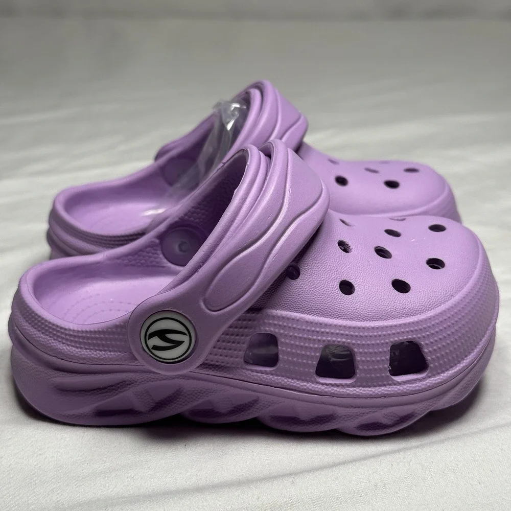 Purple Clogs Kids Size 4 Toddler Slip On Sandals‎ Lightweight W Charms